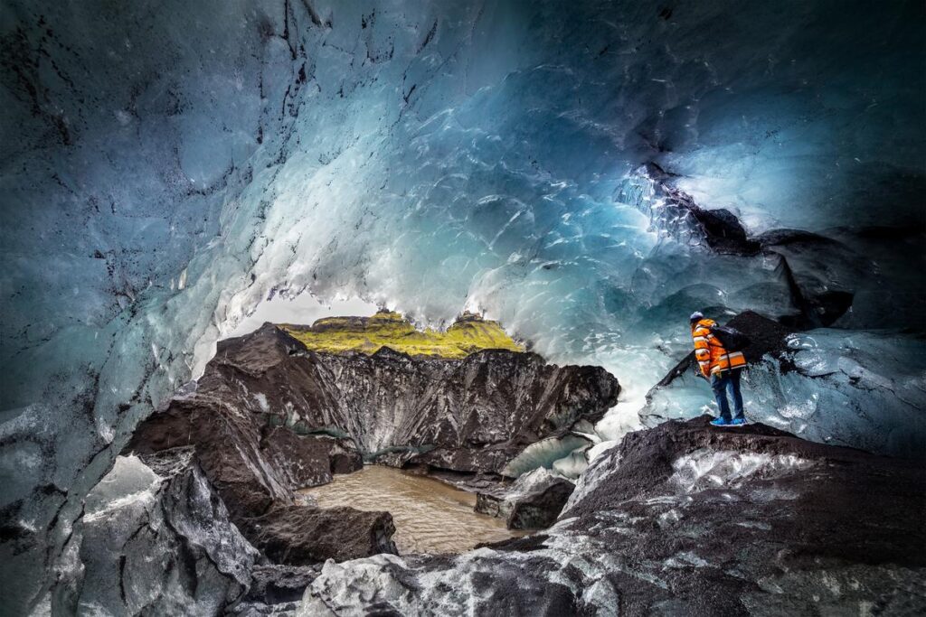 A cave in the Vatnajokull national park, Iceland