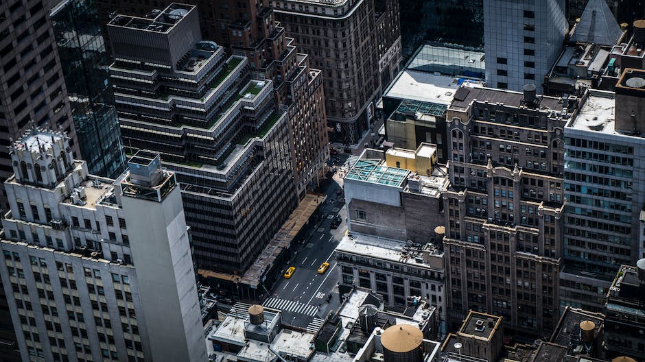 Aerial view of New York City in November showing the fall colors and the city skyline
